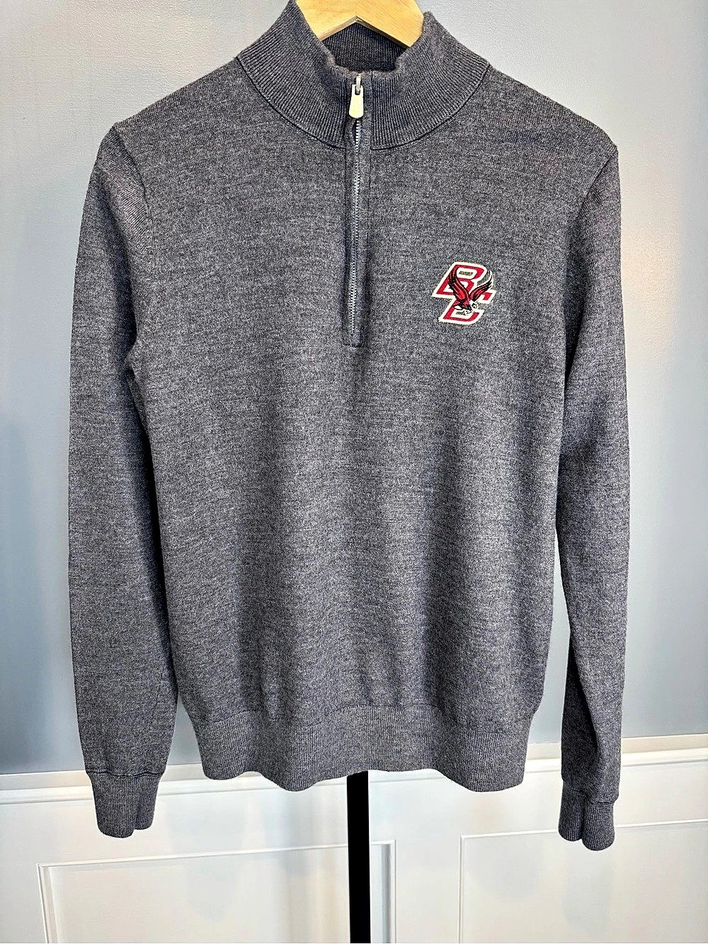 B. Draddy Boston College Eagles 100% Merino Wool Quarter Zip Sweater M